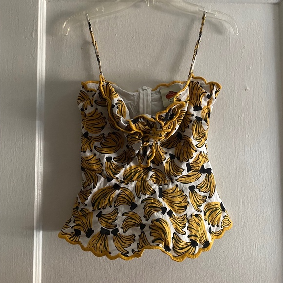 Farm Rio banana print peplum tank XS - Picture 1 of 3
